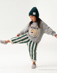 GOTS Organic Lounge Pants - Green Striped