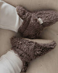 Organic Teddy Booties - Mocha - SALE