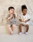 Organic Muslin Shirt with Buttons - Sand