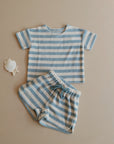 Organic Terry Shorts - Blue Striped