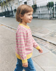 GOTS Organic Knit Cardigan - Pink Stripes