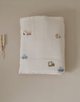 GOTS Organic Muslin Swaddle - Little Driver - 120x120cm - SALE