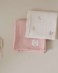 GOTS Organic Muslin Swaddle Set - Wildflowers/Dusty Rose - SALE