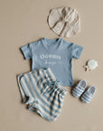 Organic Terry Shorts - Blue Striped