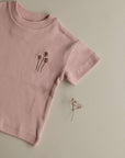 Organic Oversize Shirt - Dusty Rose Flower - SALE