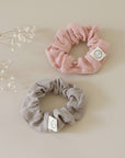 GOTS Organic Muslin Scrunchies - Dusty Rose/Caramel - SALE