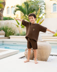 Organic Summer Knit Shorts - Chocolate Brown
