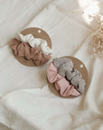 GOTS Organic Muslin Scrunchies - Dusty Rose/Caramel - SALE