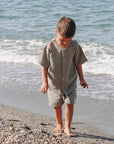 GOTS Organic Muslin Shirt with Buttons - Khaki