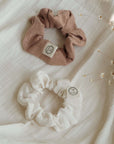 GOTS Organic Muslin Scrunchies - Walnut/Sand - SALE