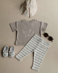 Organic Rib Leggings - Grey Striped