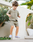 Organic Muslin Shirt with Buttons - Khaki
