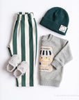 GOTS Organic Lounge Pants - Green Striped