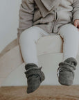 Organic Fleece Booties - Dark Grey Melange - SALE