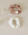GOTS Organic Muslin Scrunchies - Walnut/Sand - SALE