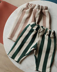 GOTS Organic Lounge Pants - Green Striped