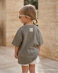 GOTS Organic Oversize Shirt - Khaki with Lemon Print