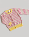 GOTS Organic Knit Cardigan - Pink Stripes