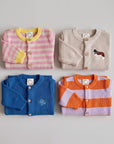 GOTS Organic Knit Cardigan - Sunset Sorbet (lavender/orange striped)
