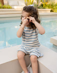 Organic Terry Shorts - Blue Striped