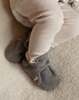 Organic Fleece Booties - Dark Grey Melange - SALE