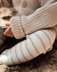Organic Rib Leggings - Blue Striped