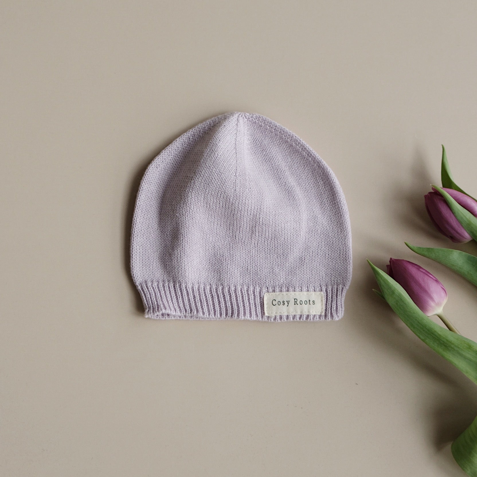 Organic Thin Knit Beanie - Lavender