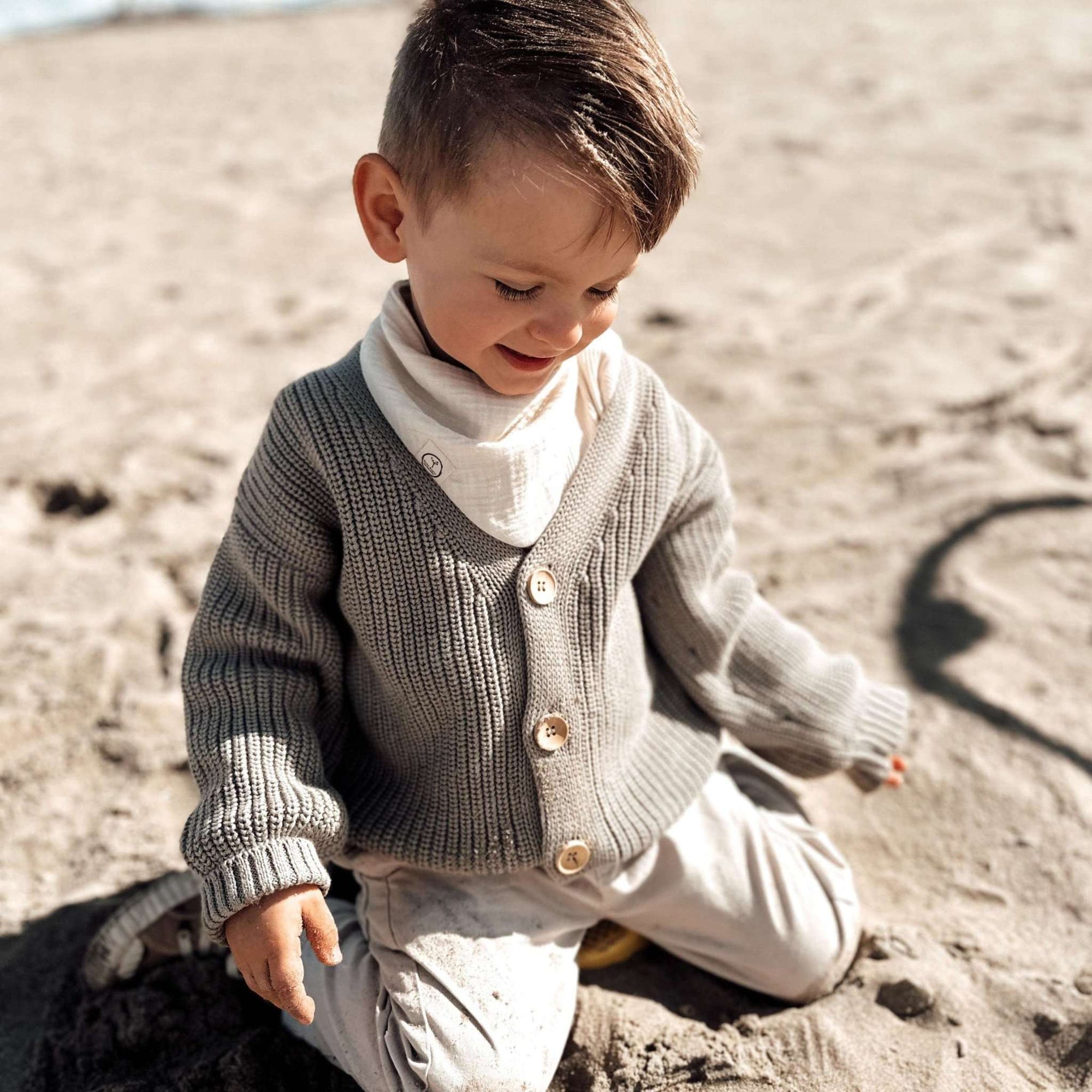 Organic Knit Cardigan - Khaki - SALE