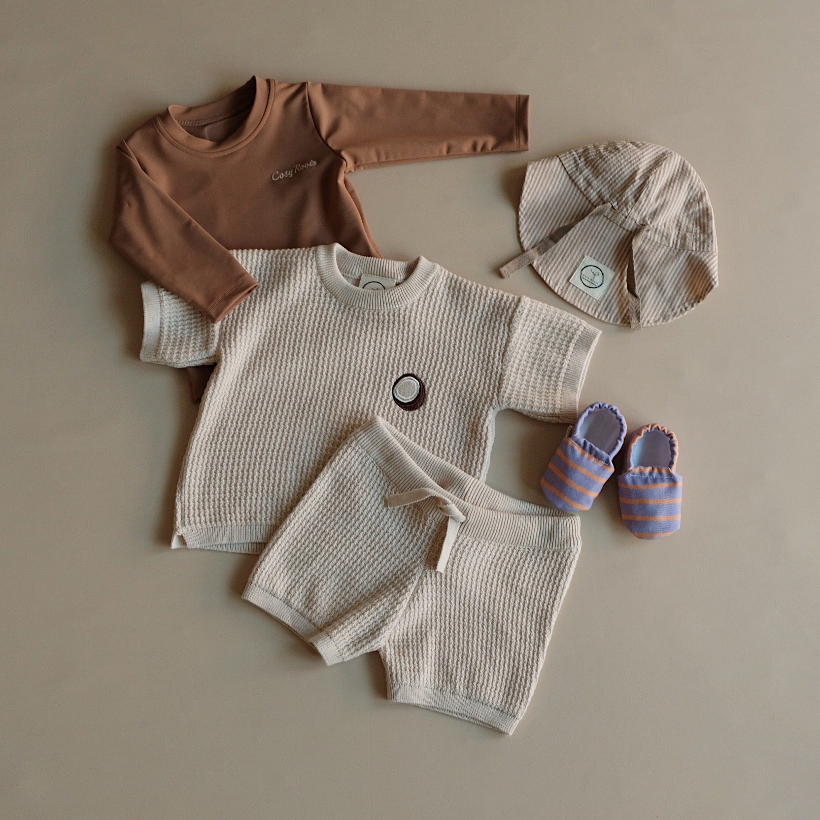 Organic Sun Hat - Caramel Striped - UPF50+