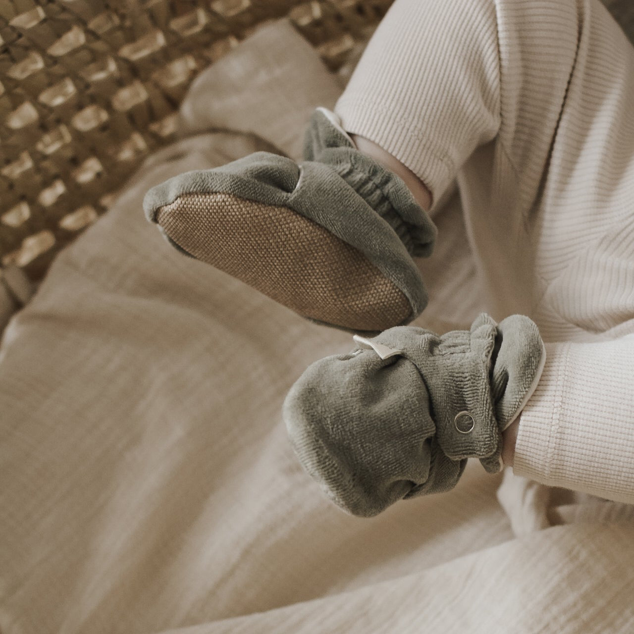 Organic Nicky Booties - Khaki