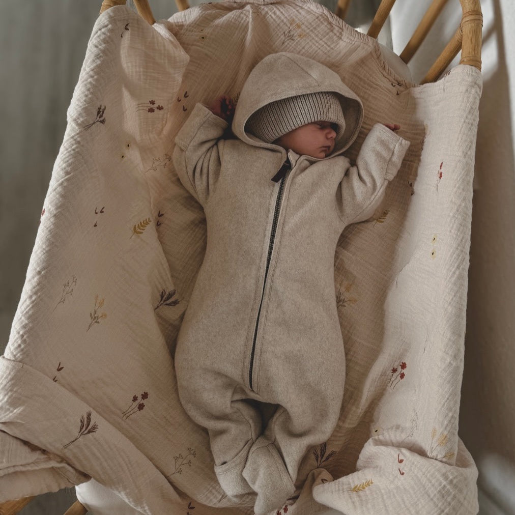 Organic Fleece Overall - Light Beige Melange