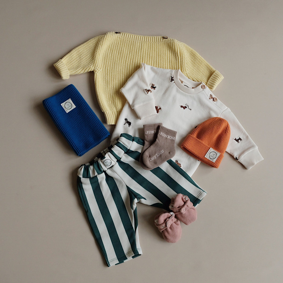 GOTS Organic Lounge Pants - Green Striped