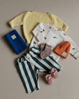 GOTS Organic Lounge Pants - Green Striped