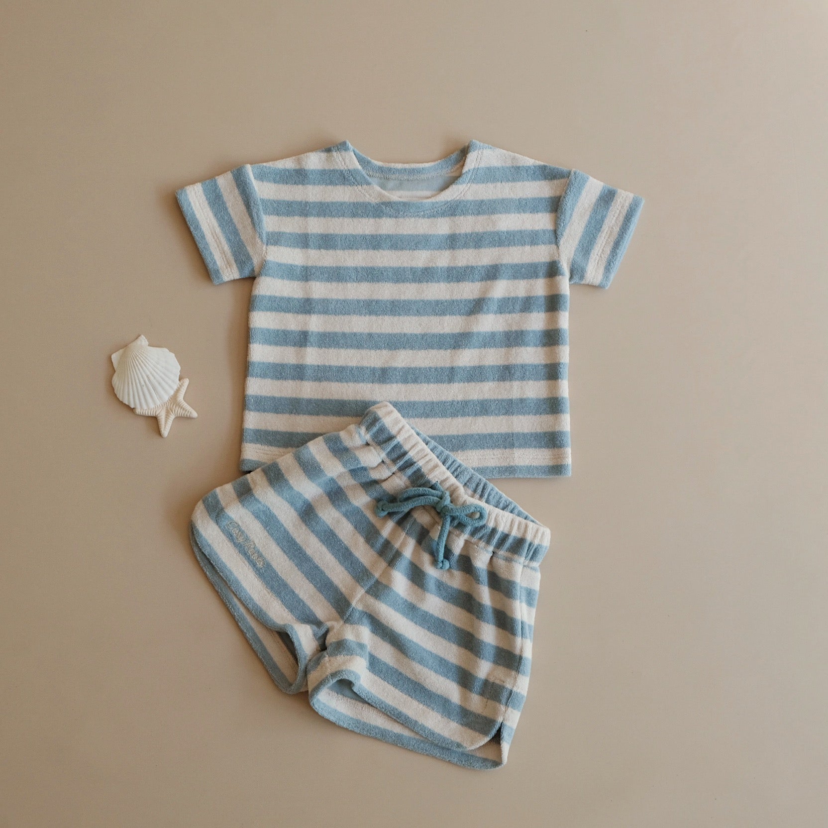 Organic Terry Shorts - Blue Striped