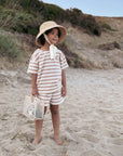 Organic Terry Shirt - Latte Striped