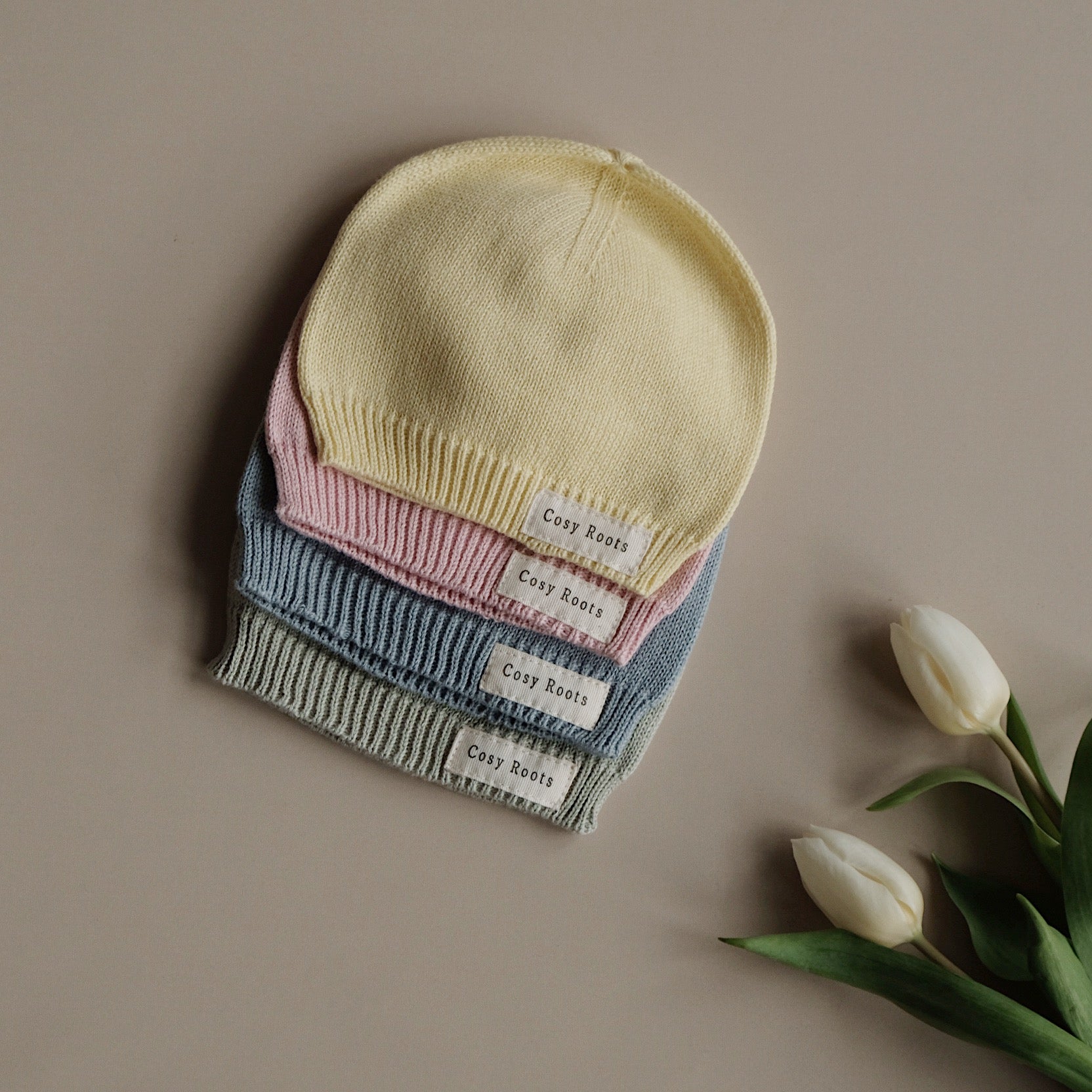 Organic Thin Knit Beanie - Lemon Tonic