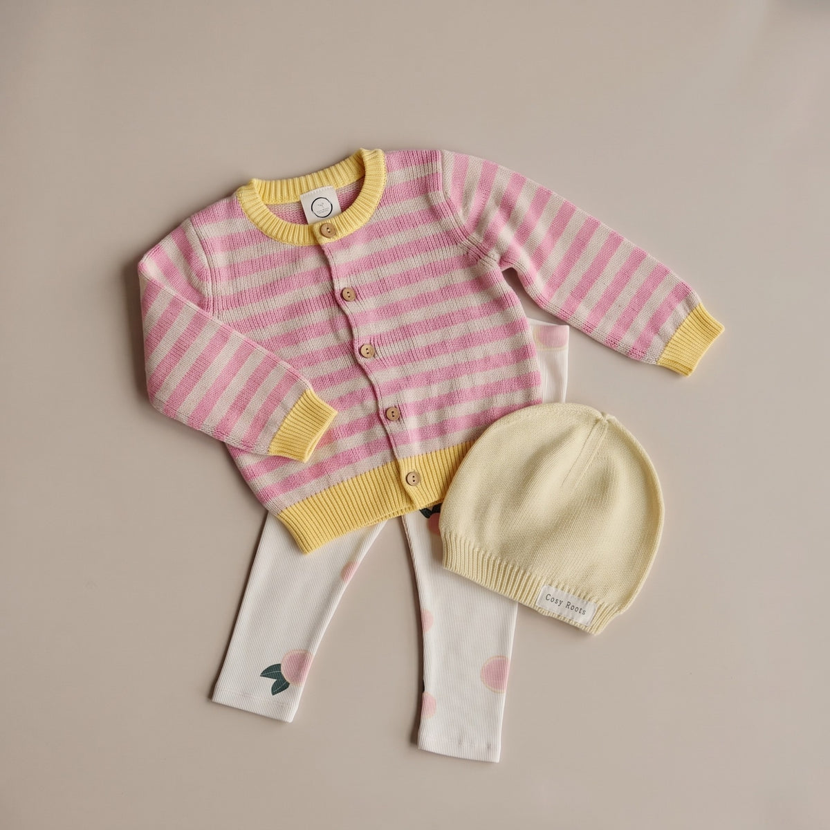 GOTS Organic Knit Cardigan - Pink Stripes