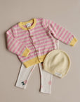 GOTS Organic Knit Cardigan - Pink Stripes