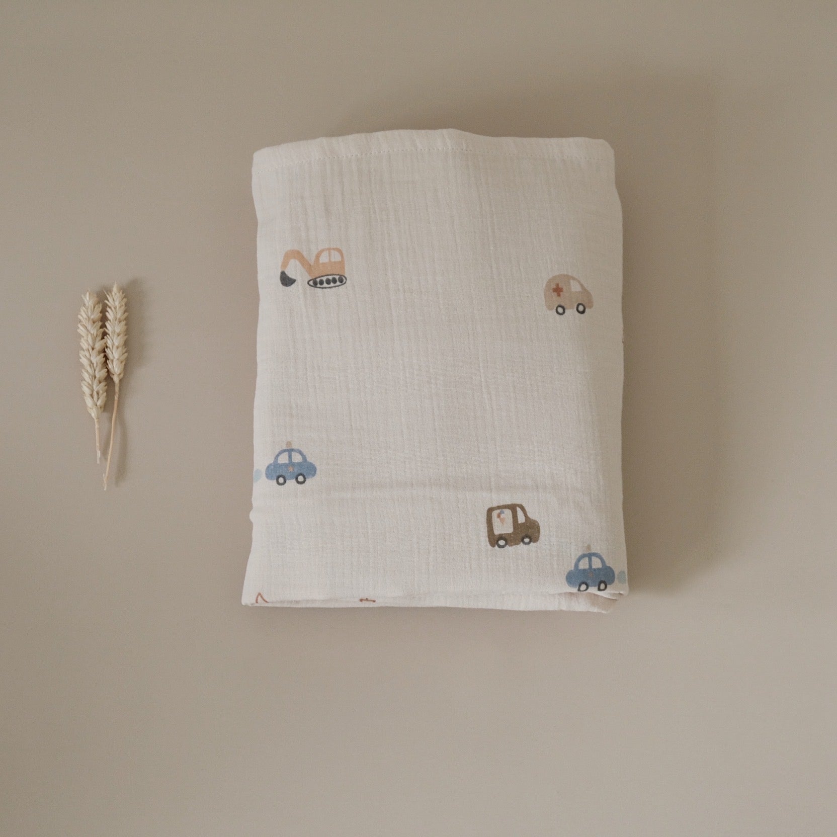 Organic Muslin Swaddle - Little Driver - 120x120cm - SALE