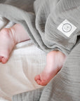 Organic Muslin Swaddle - Khaki - 120x120cm - S A L E