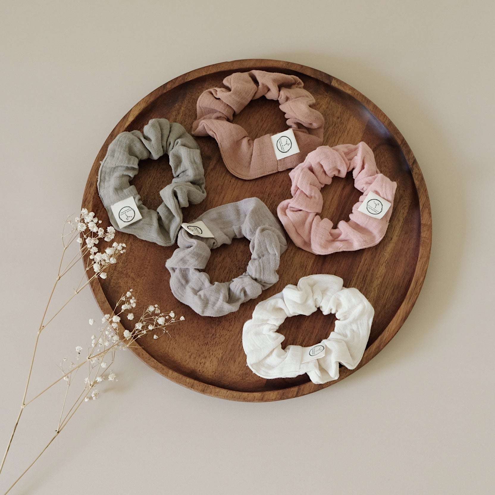 Organic Muslin Scrunchies - Walnut/Sand - SALE