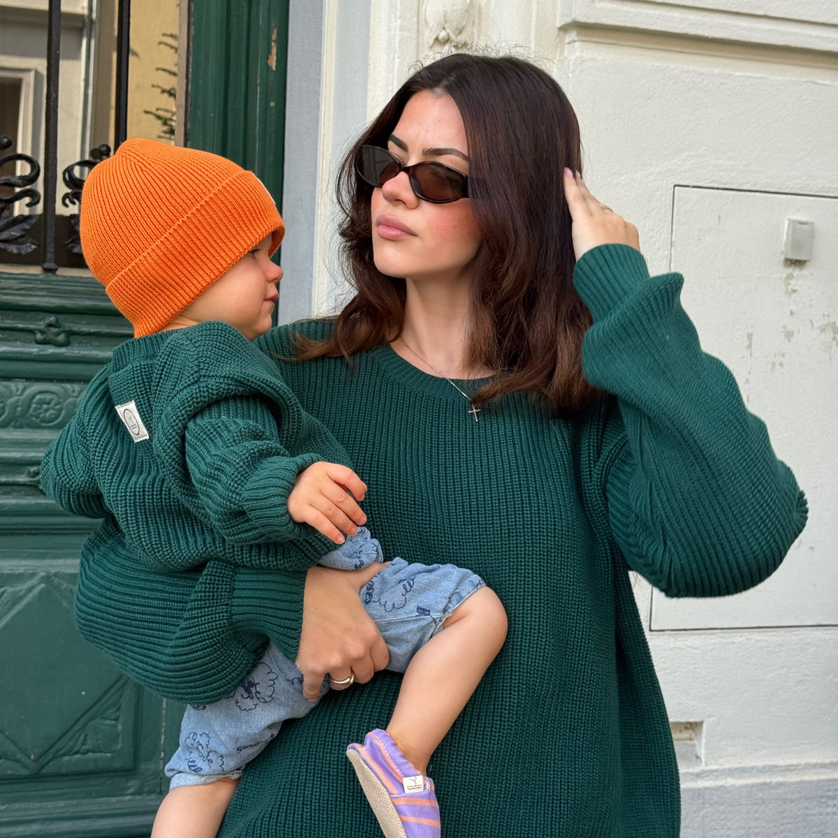GOTS Organic Oversize Knit Pulli - Forest Green