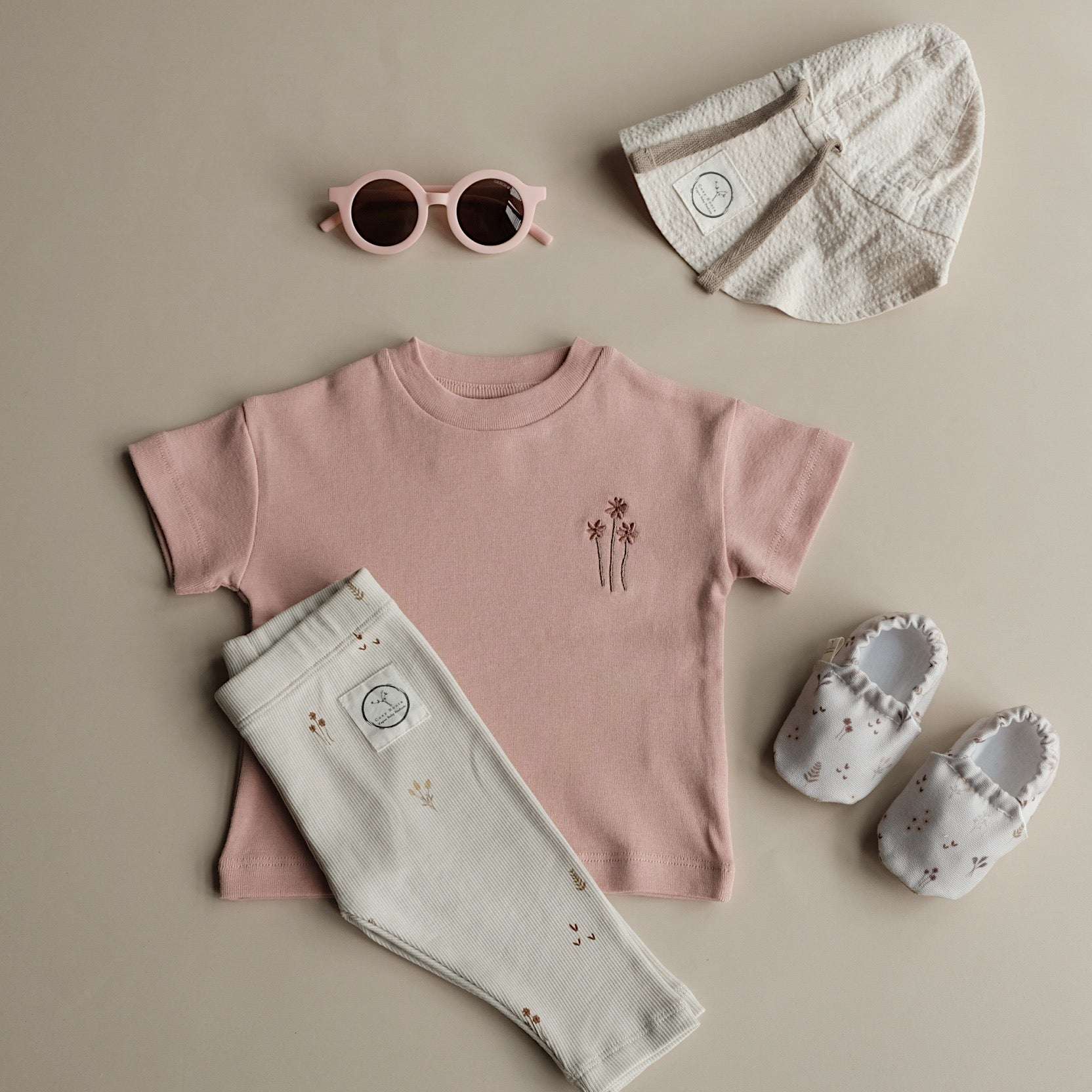 Organic Oversize Shirt - Dusty Rose Flower - SALE