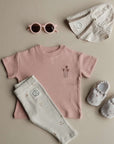Organic Oversize Shirt - Dusty Rose Flower - SALE