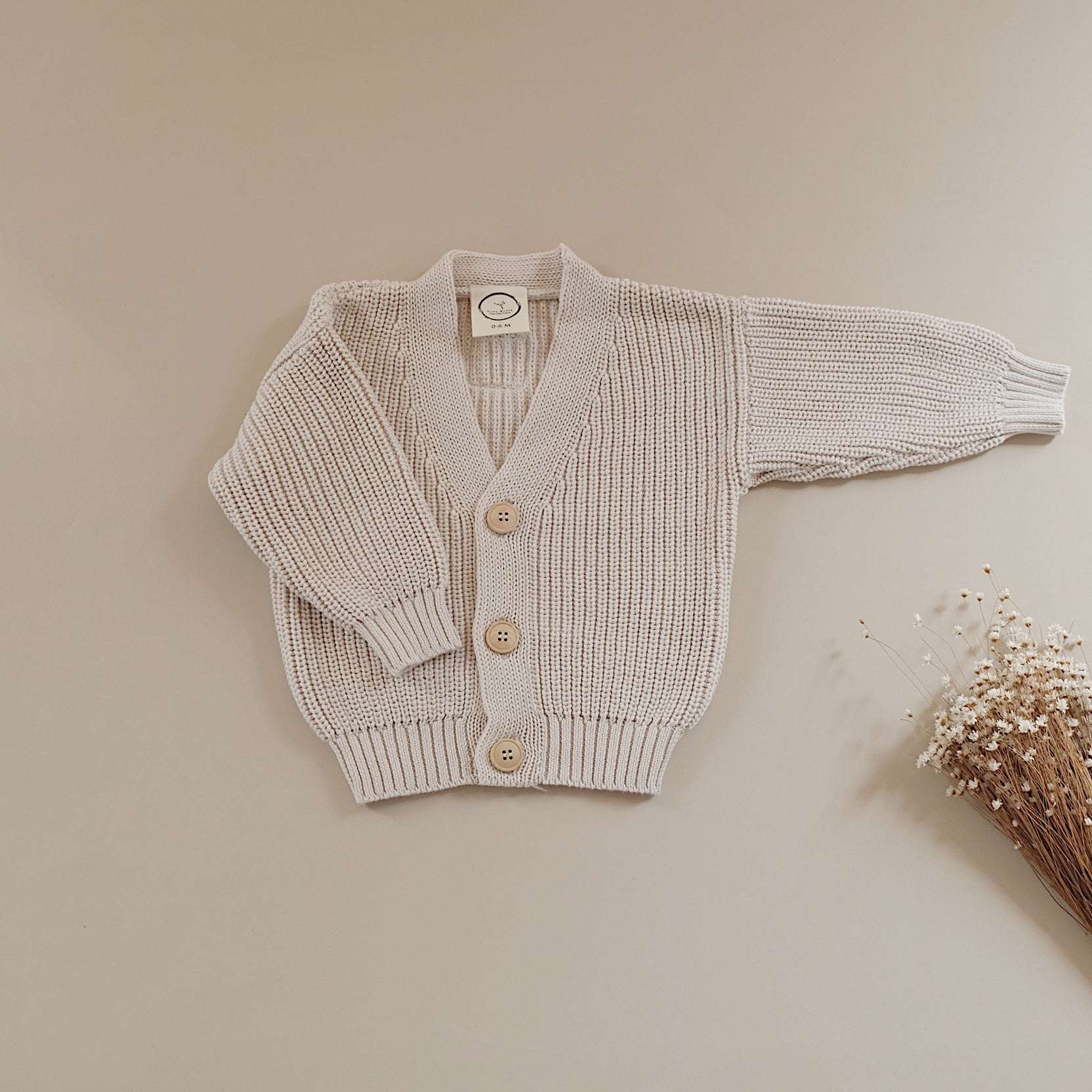 Organic Knit Cardigan - Sand - SALE