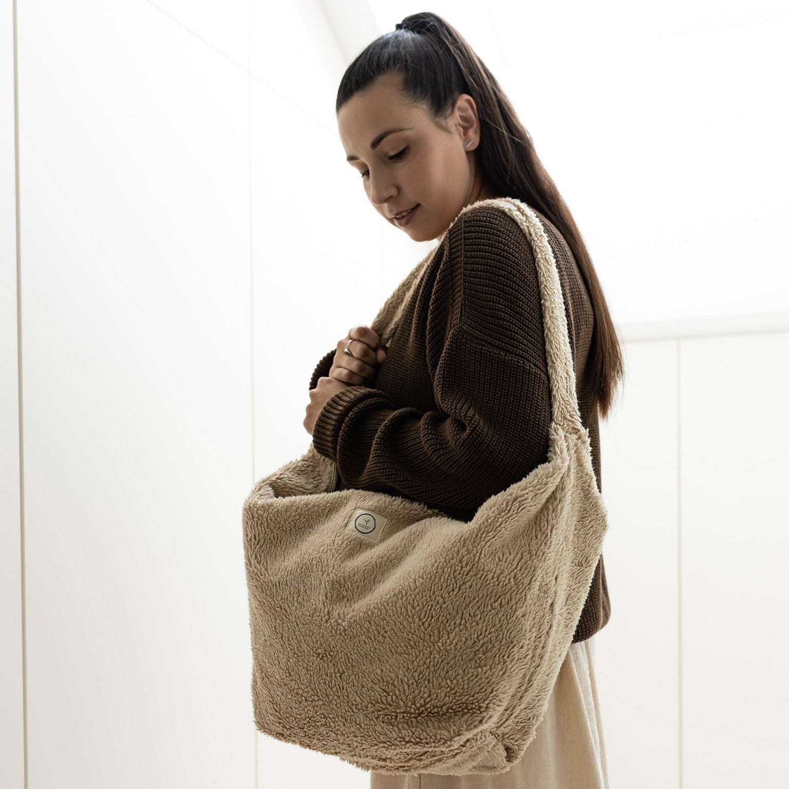 Organic Teddy Mum Bag - Cream - SALE