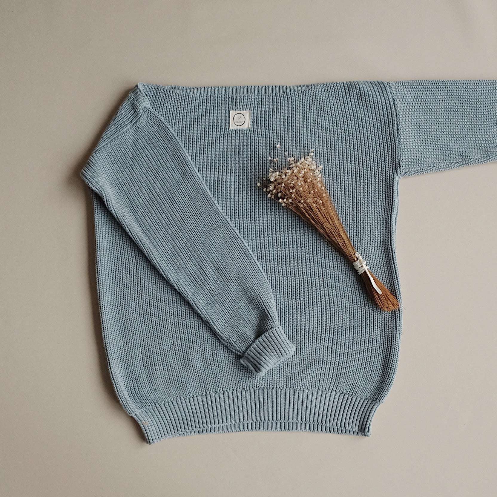 Organic Knit Pulli - MUM - Dusty Blue - SALE - OVERSIZE FIT