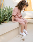 Organic Muslin Shirt with Buttons - Dusty Rose