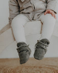 Organic Fleece Booties - Dark Grey Melange - SALE