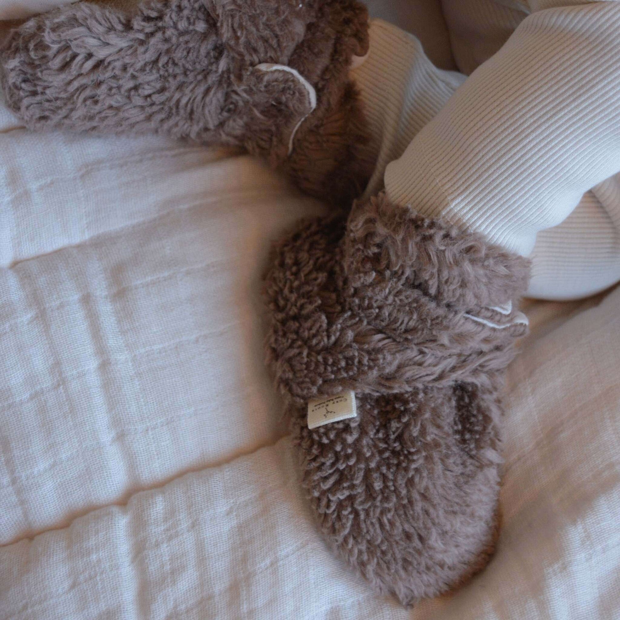 Organic Teddy Booties - Mocha - SALE